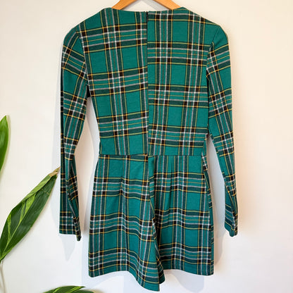 Bershka Green Tartan Check Playsuit Size M