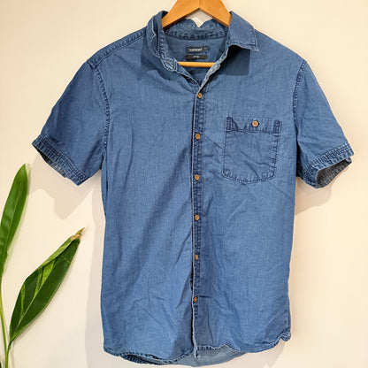In Extenso Blue Denim Short Sleeve Shirt Size M