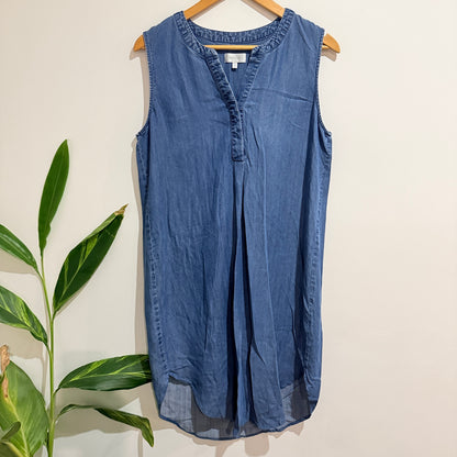 Grace Hill Blue Chambray Sleeveless Dress Size 12