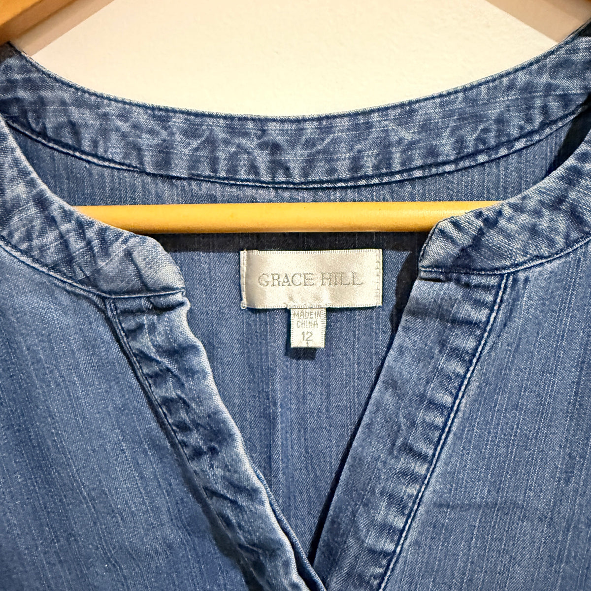 Grace Hill Blue Chambray Sleeveless Dress Size 12