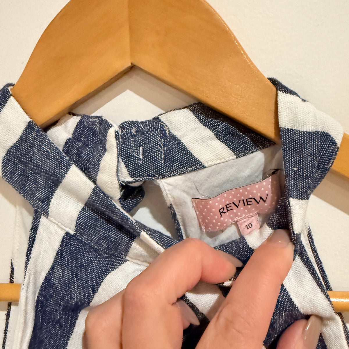 Review Navy and White Stripe Halter Playsuit Size 10