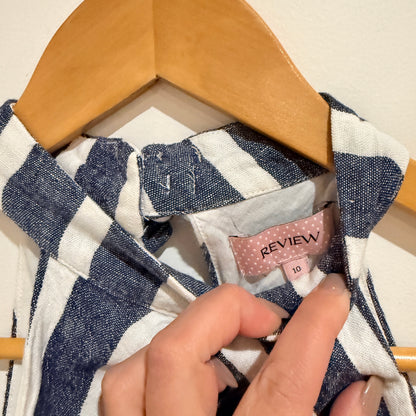Review Navy and White Stripe Halter Playsuit Size 10