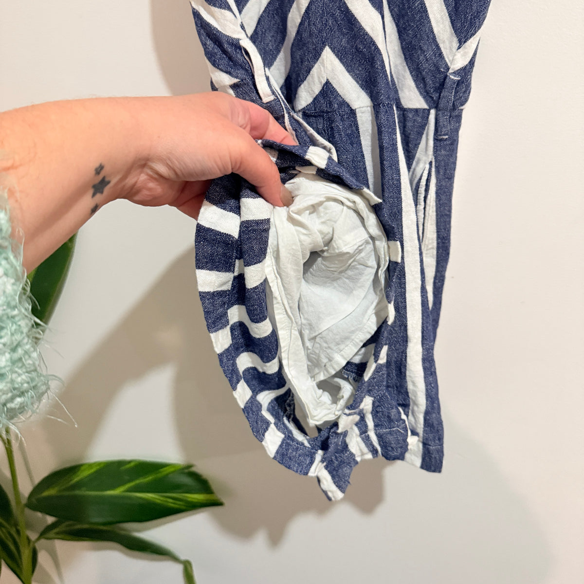 Review Navy and White Stripe Halter Playsuit Size 10