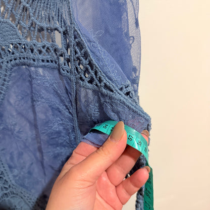 Blue Crochet Lace Tunic Top 57cm u/arm