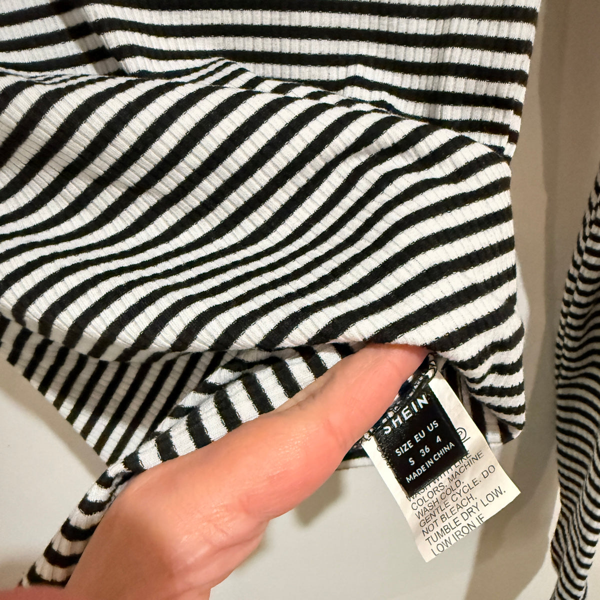 SHEIN Black and White Stripe Ribbed Turtleneck Top Size S