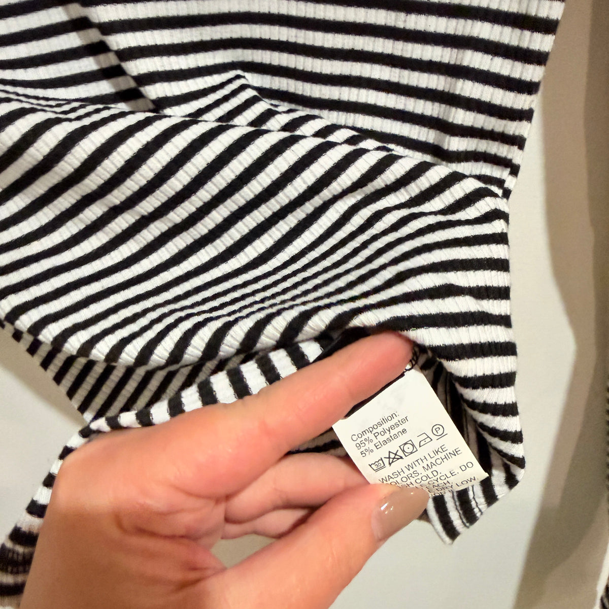 SHEIN Black and White Stripe Ribbed Turtleneck Top Size S