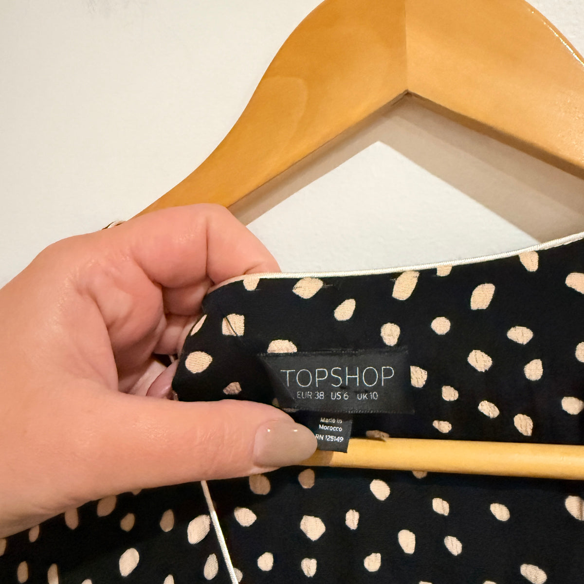Topshop Black and Cream Spot Print Dress Size 10