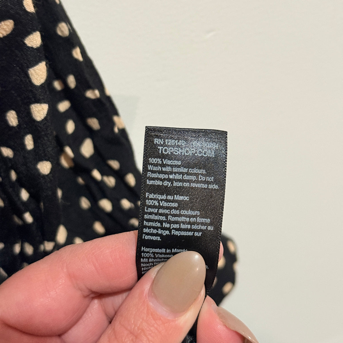Topshop Black and Cream Spot Print Dress Size 10