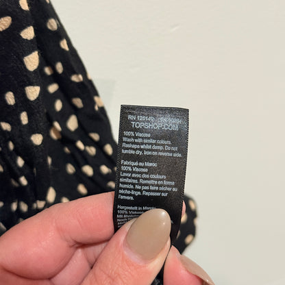 Topshop Black and Cream Spot Print Dress Size 10