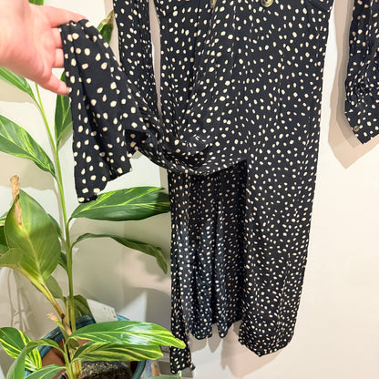 Topshop Black and Cream Spot Print Dress Size 10
