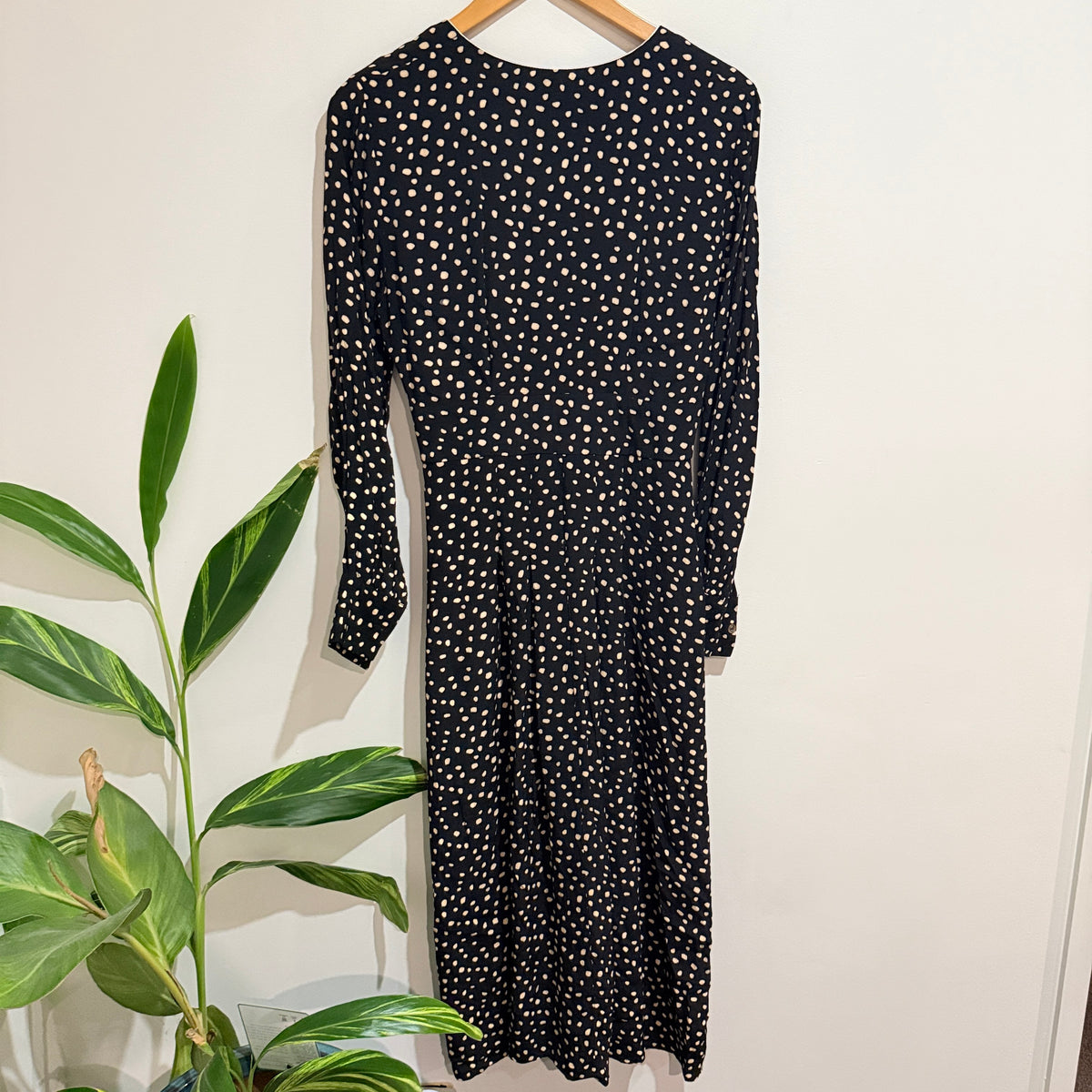 Topshop Black and Cream Spot Print Dress Size 10