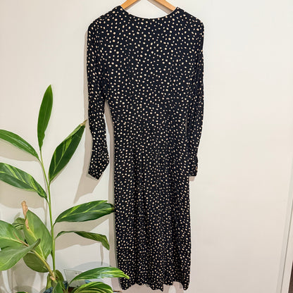 Topshop Black and Cream Spot Print Dress Size 10