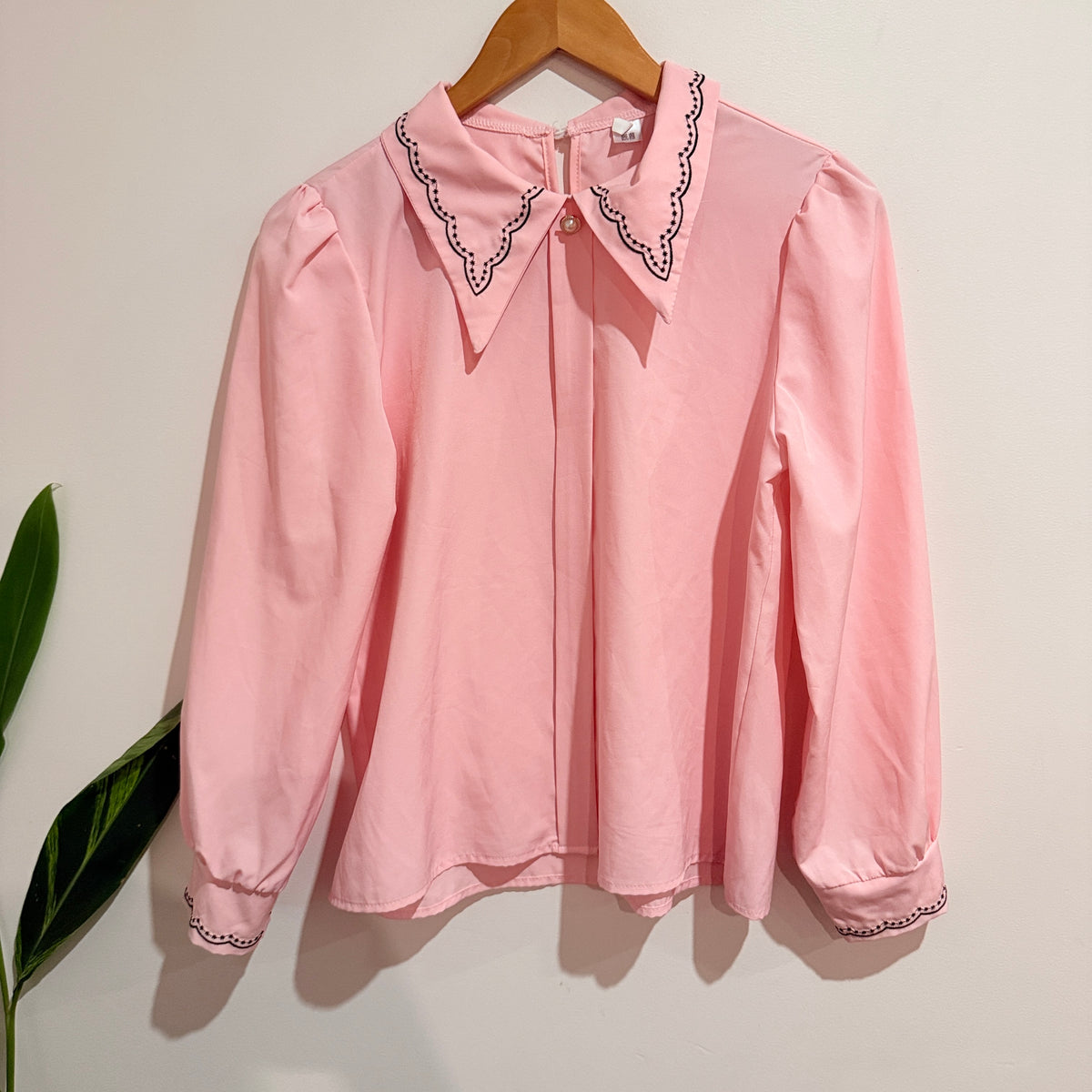 Pink Embroidered Collar Blouse - 50cm u/arm