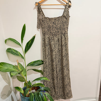 Animal Print Shirred Wide Leg Jumpsuit - 43cm under bust