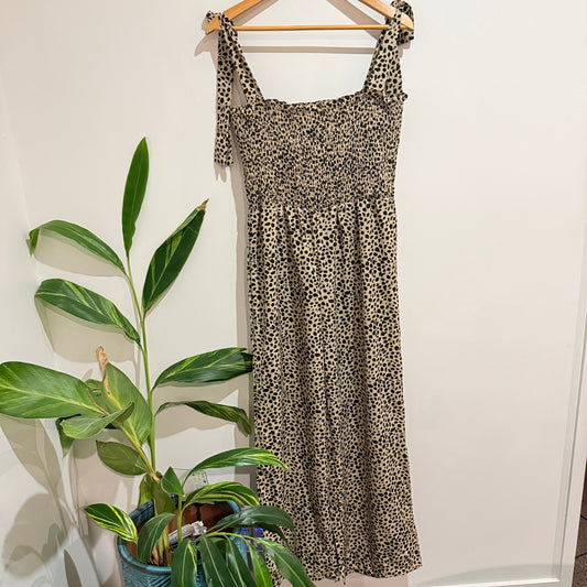 Animal Print Shirred Wide Leg Jumpsuit - 43cm under bust