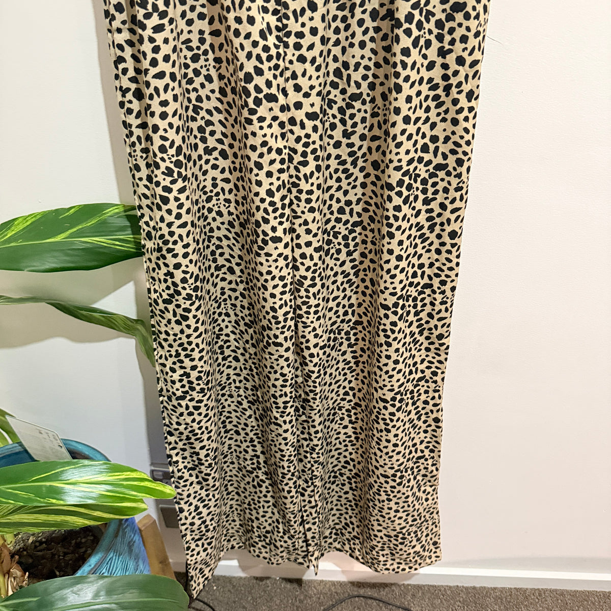 Animal Print Shirred Wide Leg Jumpsuit - 43cm under bust
