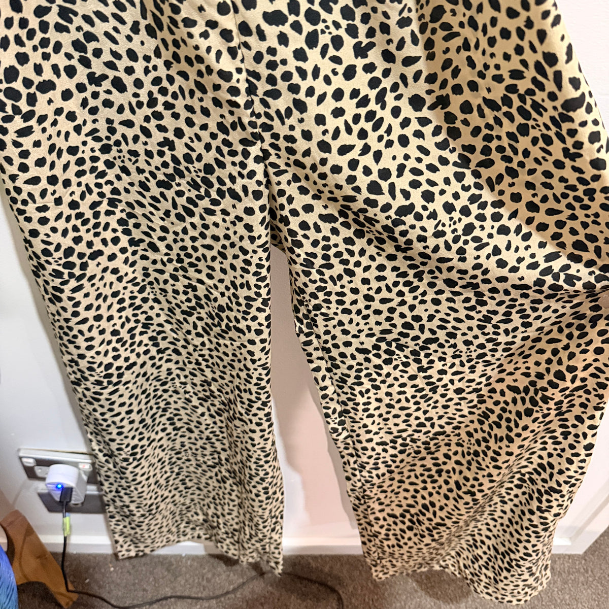 Animal Print Shirred Wide Leg Jumpsuit - 43cm under bust