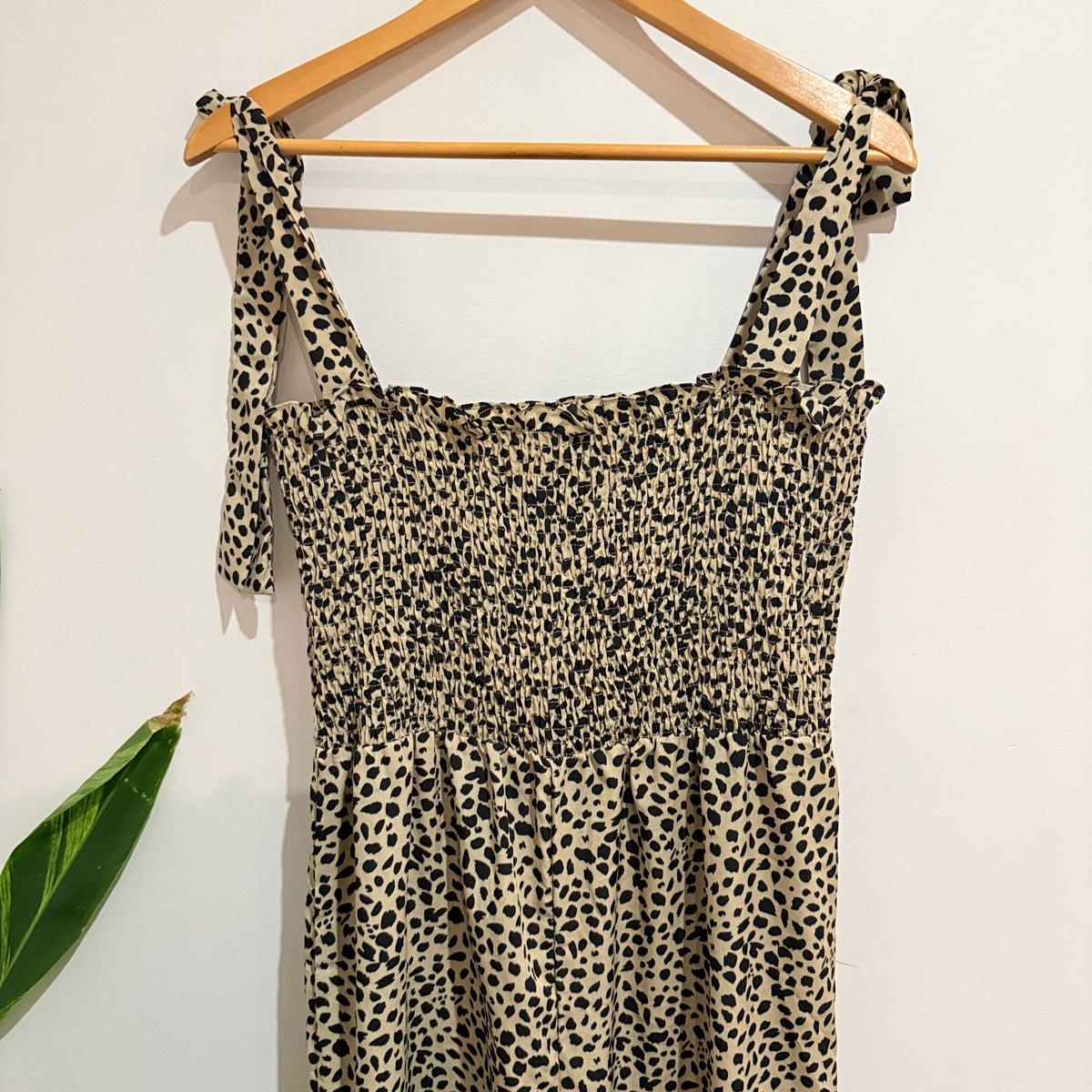 Animal Print Shirred Wide Leg Jumpsuit - 43cm under bust