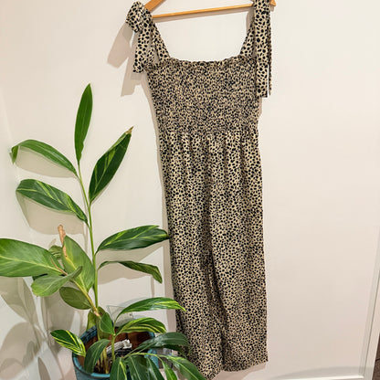 Animal Print Shirred Wide Leg Jumpsuit - 43cm under bust