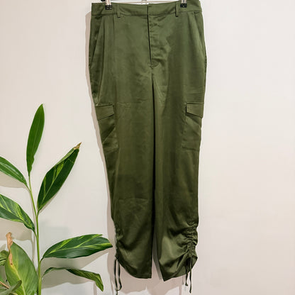 Nicole Miller Olive Satin Cargo Pants Size 12