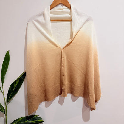 Cream and Tan Ombre Knit Poncho