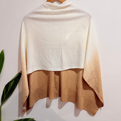 Cream and Tan Ombre Knit Poncho