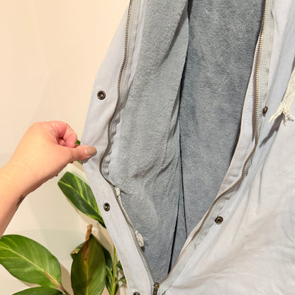 Light Blue Fleece Lined Hooded Heavyweight Jacket - 56cm u/arm
