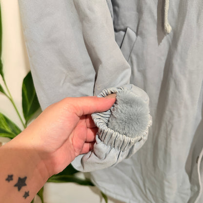 Light Blue Fleece Lined Hooded Heavyweight Jacket - 56cm u/arm