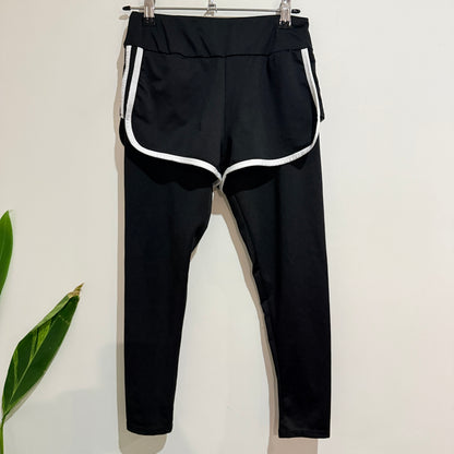 Black Activewear Leggings with Shorts Overlay Size 64cm waist