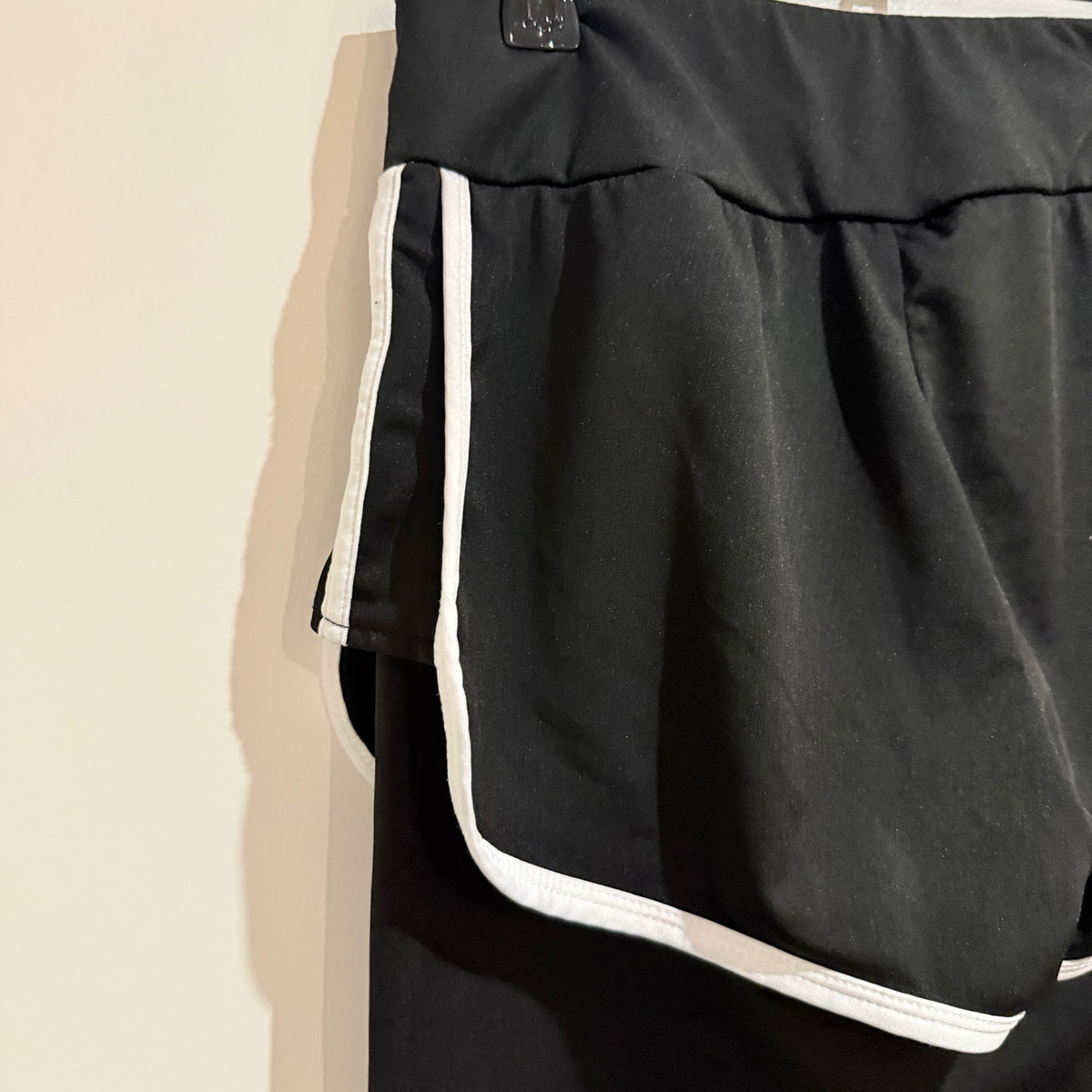 Black Activewear Leggings with Shorts Overlay Size 64cm waist
