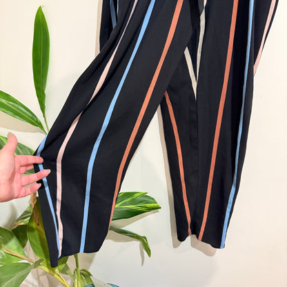 Miss Selfridge Navy Stripe Tie Waist Trousers Size 12