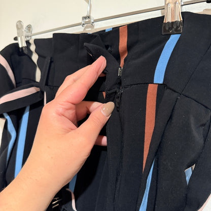 Miss Selfridge Navy Stripe Tie Waist Trousers Size 12