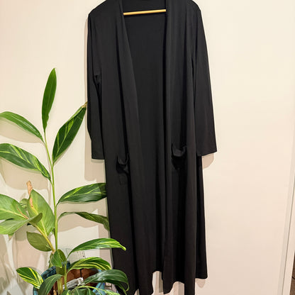 Black Longline Open Duster Cardigan Size 3XL