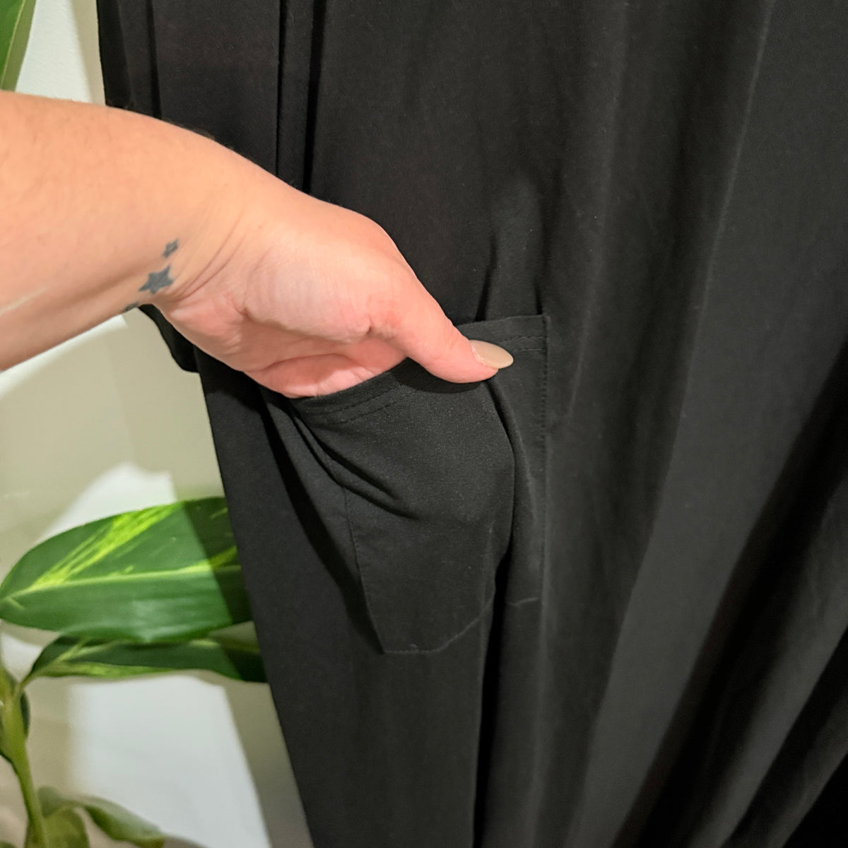 Black Longline Open Duster Cardigan Size 3XL