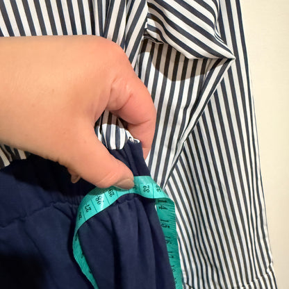 Navy and White Stripe Shirt Dress - 64cm waist - XS