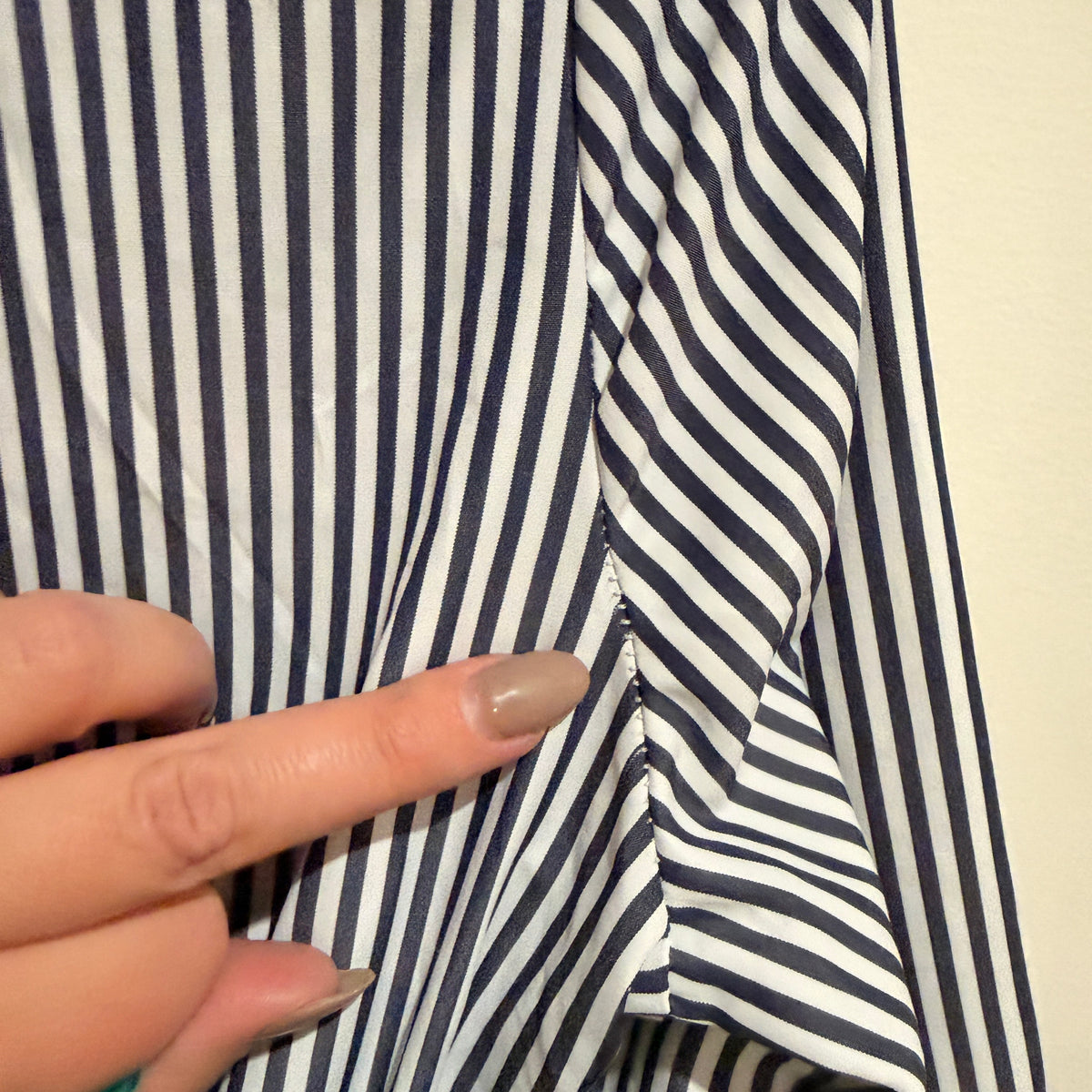 Navy and White Stripe Shirt Dress - 64cm waist - XS