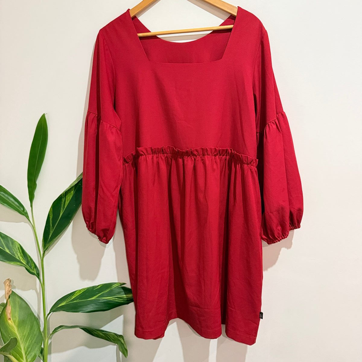 Kilt Red Puff Sleeve Smock Dress Size 14