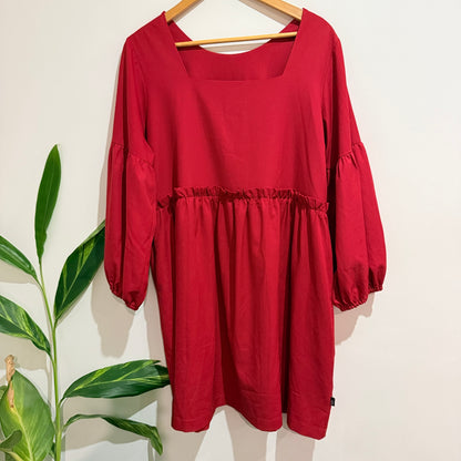 Kilt Red Puff Sleeve Smock Dress Size 14