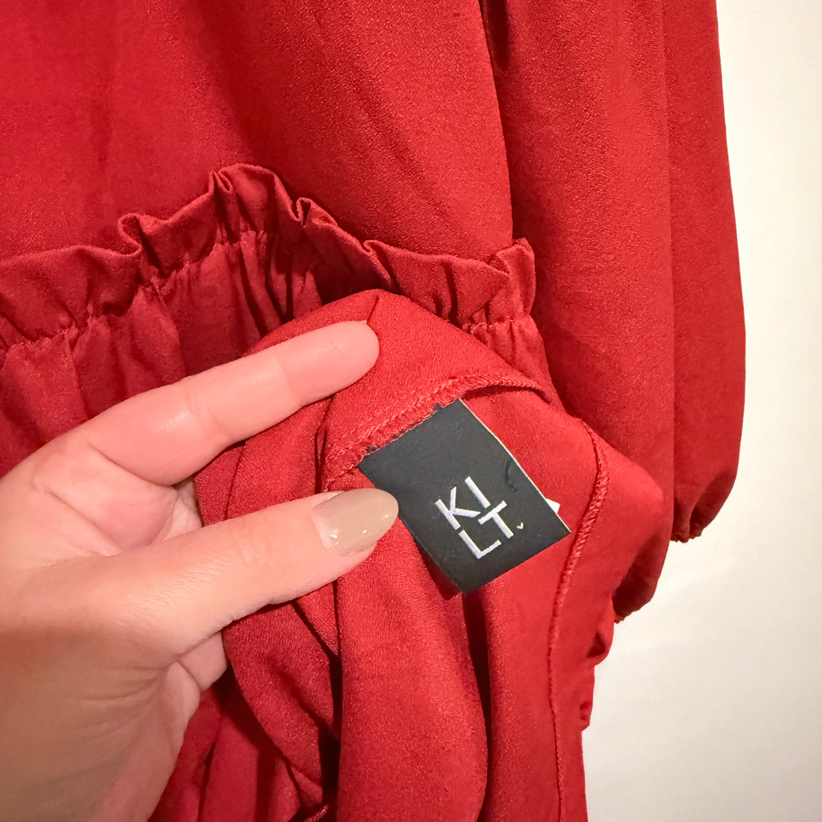 Kilt Red Puff Sleeve Smock Dress Size 14