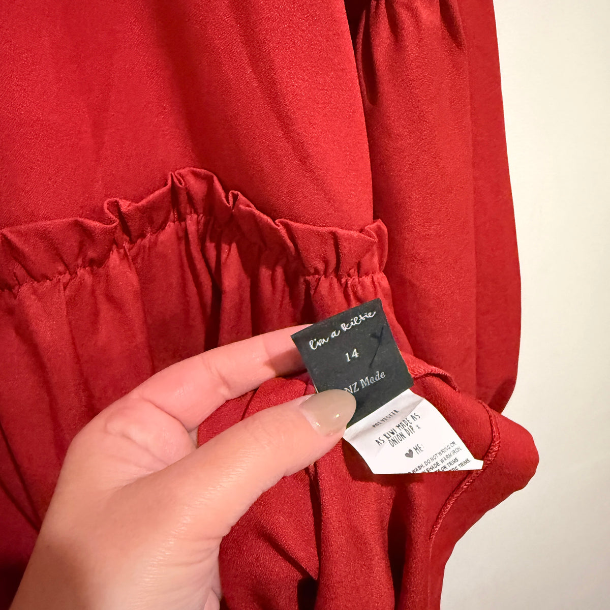 Kilt Red Puff Sleeve Smock Dress Size 14
