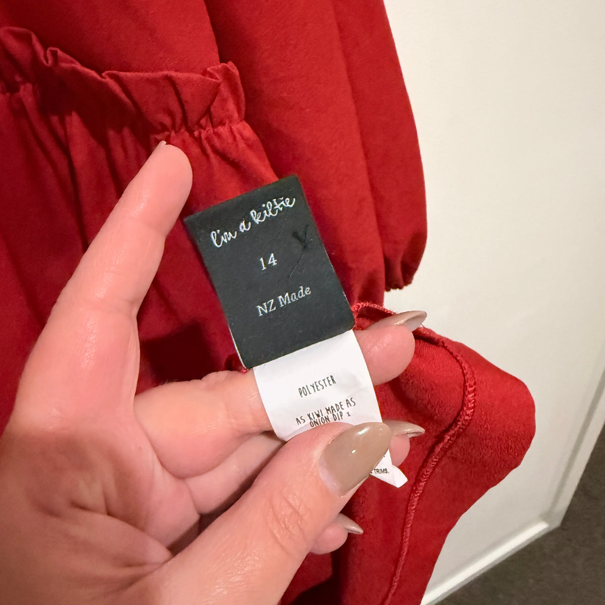 Kilt Red Puff Sleeve Smock Dress Size 14