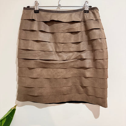 Bestibelli Taupe Faux Suede Tiered Mini Skirt Size 10