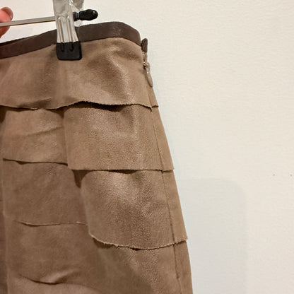 Bestibelli Taupe Faux Suede Tiered Mini Skirt Size 10