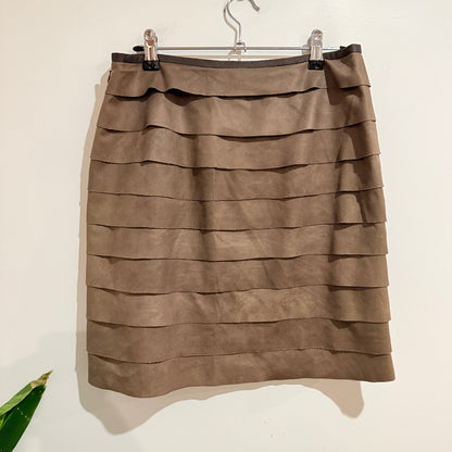 Bestibelli Taupe Faux Suede Tiered Mini Skirt Size 10