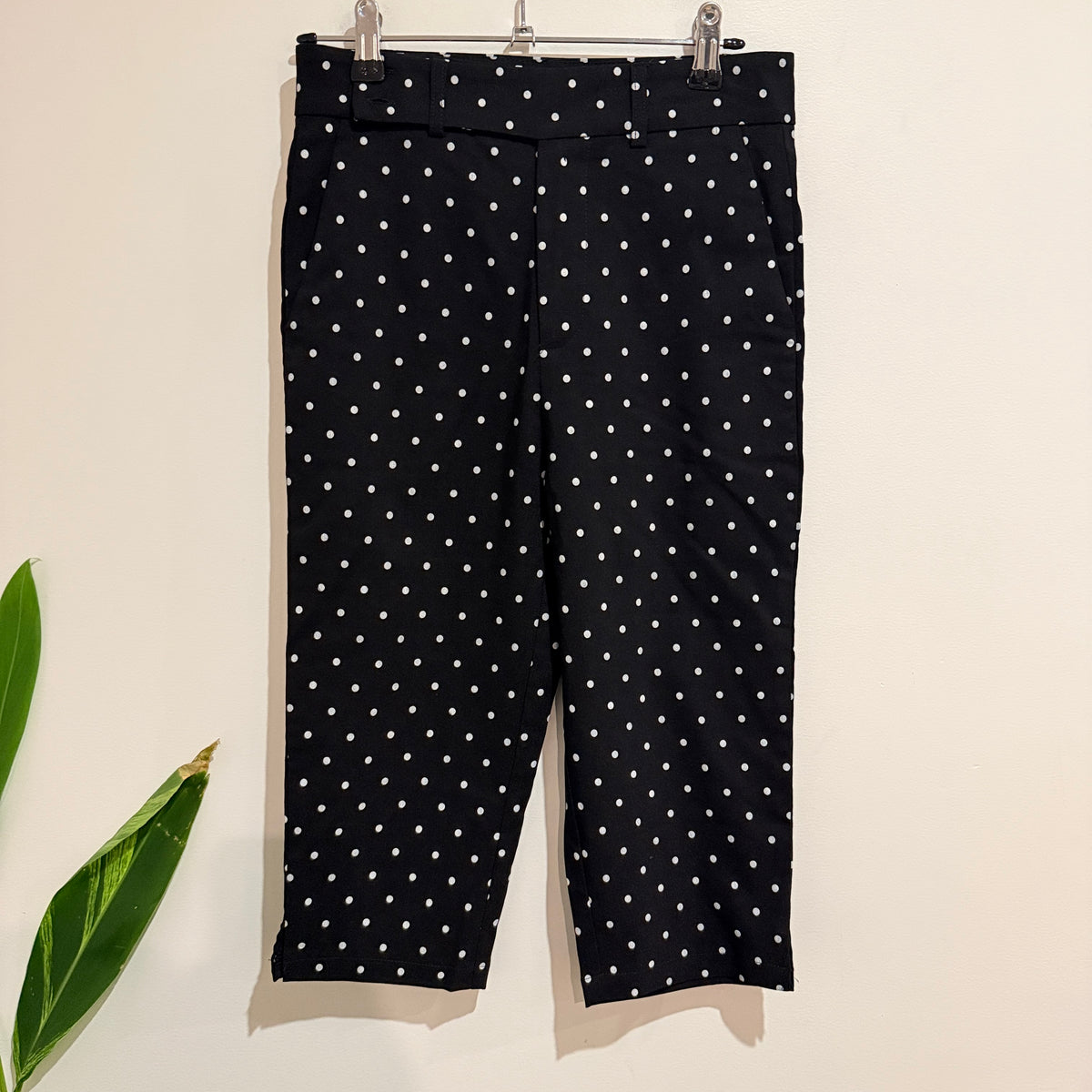 Mirrou Black and White Polka Dot Cropped Trousers Size 8
