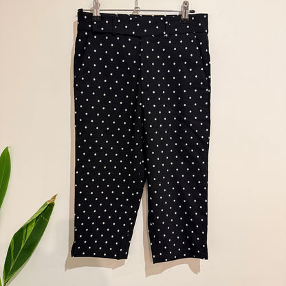 Mirrou Black and White Polka Dot Cropped Trousers Size 8