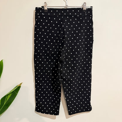 Mirrou Black and White Polka Dot Cropped Trousers Size 8