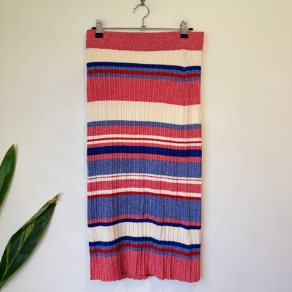 H&M Stripe Ribbed Knit Midi Skirt Size S