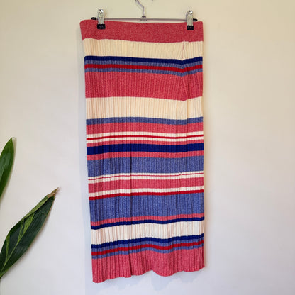 H&M Stripe Ribbed Knit Midi Skirt Size S