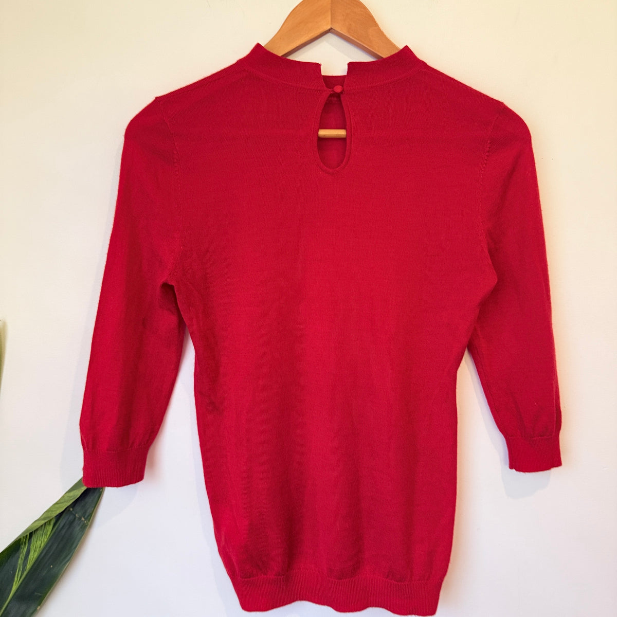 Red Wool Keyhole Back Knit Jumper Size 6
